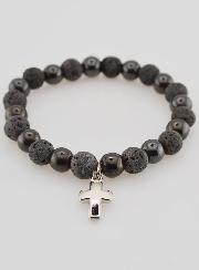 Bracelet Avec Croix - Hématite & Pierre de Lave