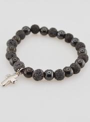 Bracelet Avec Croix - Hématite & Pierre de Lave