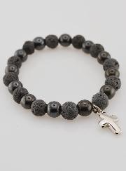 Bracelet Avec Croix - Hématite & Pierre de Lave
