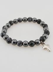 Bracelet Avec Croix - Hématite & Obsidienne des Neiges