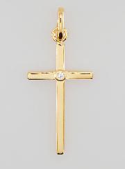 Pendentif Croix en Plaqué Or & Zircon