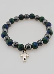 Bracelet Avec Croix - Hématite & Azurite
