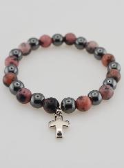 Bracelet Avec Croix - Hématite & Rhodonite