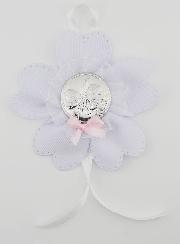Cadeau de Baptême - Médaille de Berceau Fleur - Ange Gardien
