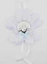 Cadeau de Baptême - Médaille de Berceau Fleur - Ange Gardien