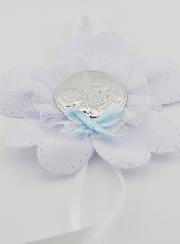 Cadeau de Baptême - Médaille de Berceau Fleur - Ange Gardien