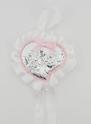 Cadeau de Baptême - Médaille de Berceau Coeur & Ange Gardien