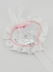 Cadeau de Baptême - Médaille de Berceau Coeur & Ange Gardien