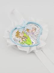 Cadeau de Baptême - Médaille de Berceau Coeur & Ange Lanterne