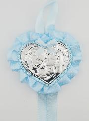 Cadeau de Baptême - Médaille de Berceau Coeur Sainte Famille