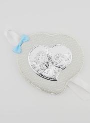 Cadeau de Baptême Garçon - Médaille de Berceau Cuir - Ange Lanterne