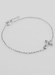 Bracelet Religieux en Argent & Croix Strass
