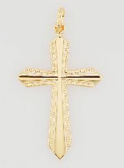 Pendentif Croix Bords Ciselés en Plaqué Or - 30mm