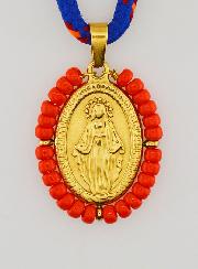 Médaille Miraculeuse Perles Rouges - Cordon