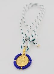 Médaille Miraculeuse Perles Bleues & Cordon