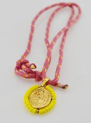 Médaille Miraculeuse Perles Jaunes & Cordon