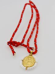 Médaille Miraculeuse Perles Blanches & Cordon