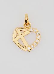 Pendentif Coeur & Croix en Plaqué Or