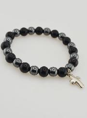 Bracelet Pierres Naturelles - Hématite & Obsidienne Dorée