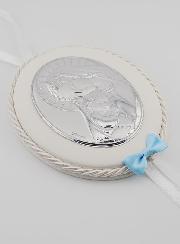 Cadeau de Baptême Garçon - Médaille de Berceau Vierge à l'Enfant