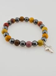 Bracelet Religieux avec Croix - Hématite & Mokaïte
