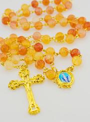 Chapelet Vierge Miraculeuse Grains en Verre - Orange