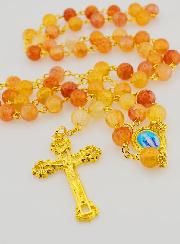 Chapelet Perles de Verre Orange - Miraculeuse