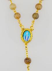 Chapelet Vierge Miraculeuse Grains en Verre - Marron