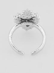 Bague Ex Voto Ajustable Laiton Argenté & Strass