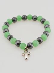 Bracelet Religieux avec Croix - Hématite & Aventurine