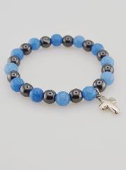 Bracelet Religieux avec Croix - Hématite & Angélite