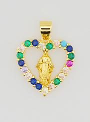 Pendentif Coeur Coloré - Marie Miraculeuse