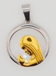 Médaille Vierge Marie en Prière 20mm - Verre & Inox