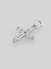 Pendentif Croix Baroque Argentée - 15mm