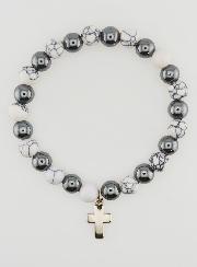 Bracelet en Pierres Naturelles Hématite & Howlite