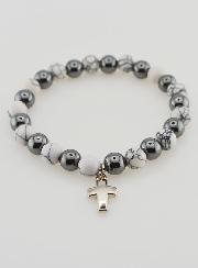 Bracelet en Pierres Naturelles Hématite & Howlite