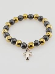 Bracelet Religieux avec Croix - Hématite & Pyrite