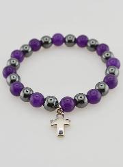 Bracelet en Pierres Naturelles Hématite & Améthyste