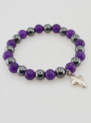 Bracelet en Pierres Naturelles Hématite & Améthyste