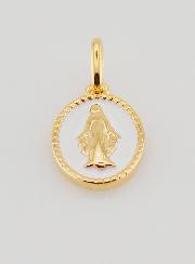 Médaille Miraculeuse Plaqué Or & Émail Blanc