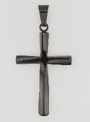 Pendentif Croix Torsadée en Inox Noir - 45mm