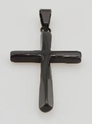 Pendentif Croix Torsadée en Inox Noir - 45mm