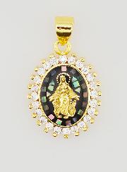 Médaille Vierge Miraculeuse Noir Irisé - 17mm