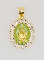 Médaille Vierge Miraculeuse Vert - 17mm