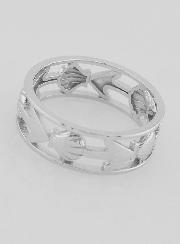 Bague Argent Ajourée Coquille & Ancre - T56