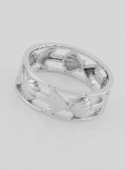 Bague Argent Ajourée Coquille & Ancre - T54