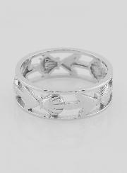 Bague Argent Ajourée Coquille & Ancre - T58