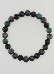 Bracelet Agate Mousse, Larvikite, Onyx Noir - 8mm
