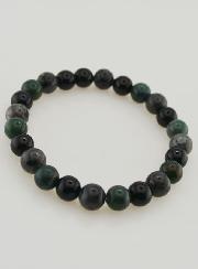 Bracelet Agate Mousse, Larvikite, Onyx Noir - 8mm