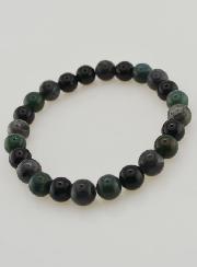 Bracelet Agate Mousse, Larvikite, Onyx Noir - 8mm